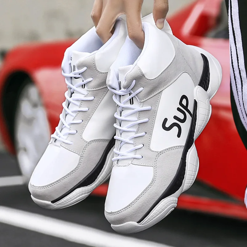 

Ozhouzhan MEN'S SHOES White Hip Hop Sports Footwear Korean-style plus Velvet Warm Boots Men's Trendy Shoes Hight-top Shoe Batch