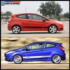 Racing-Sport-Stripes-Both-Side-Car-Door-Skirt-Decals-For-Ford-Fiesta-ST-RS-Hatchback-2008