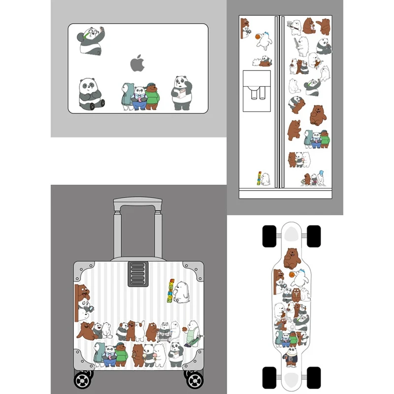 36Pcs/pack Cute Bear Stickers For Laptop Snowboard Home Decor Car Styling Decal Fridge Doodle Fashion Waterproof Kid DIY Sticker