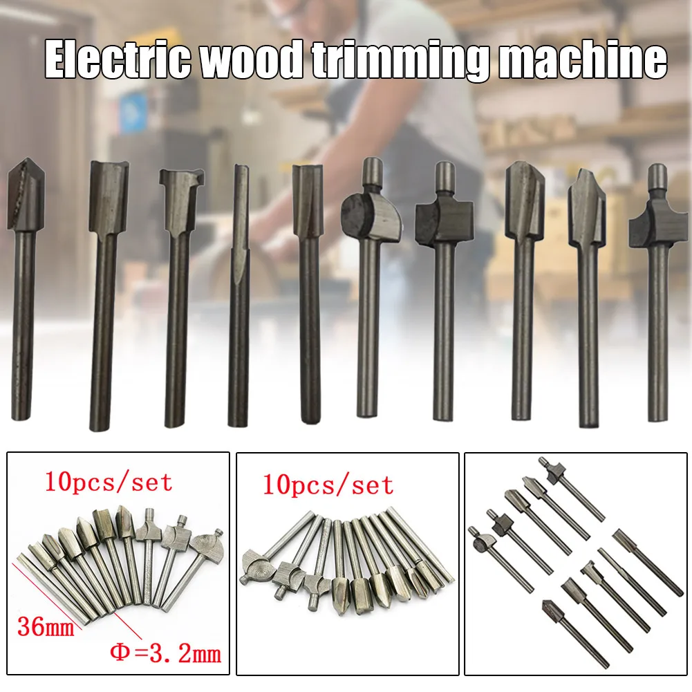

10pcs Woodworking Electric Cutting Machines with Sharpening Engraving Machine Cutter Milling Tools Milling Cutter-30