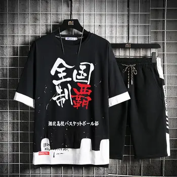 

High-Q Unisex Anime SLAM DUNK Pure Cotton T-Shirt Hanamichi Sakuragi Rukawa Kaede Casual loose Short Pants Sets