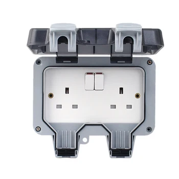 

13A Outdoor Socket Box Dustproof Outlet Power Switched Safe Wall Mount Protection Double Plug With Cover IP66 Waterproof