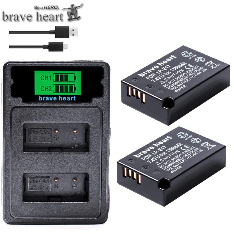 

LPE17 LP-E17 LP E17 Digital Camera Battery + USB Charger for Canon EOS M3 M5 M6 Rebel T6i T7i EOS 77D 750D Dropshipping