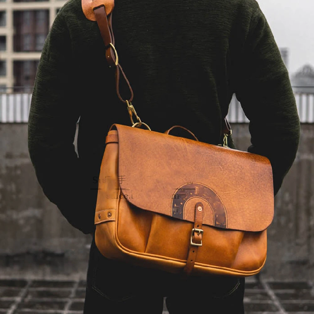 DIY leather craft big size shoulder bag messenger bag hollowed stencil 500gsm kraft paper die cutting pattern 46x36x17cm