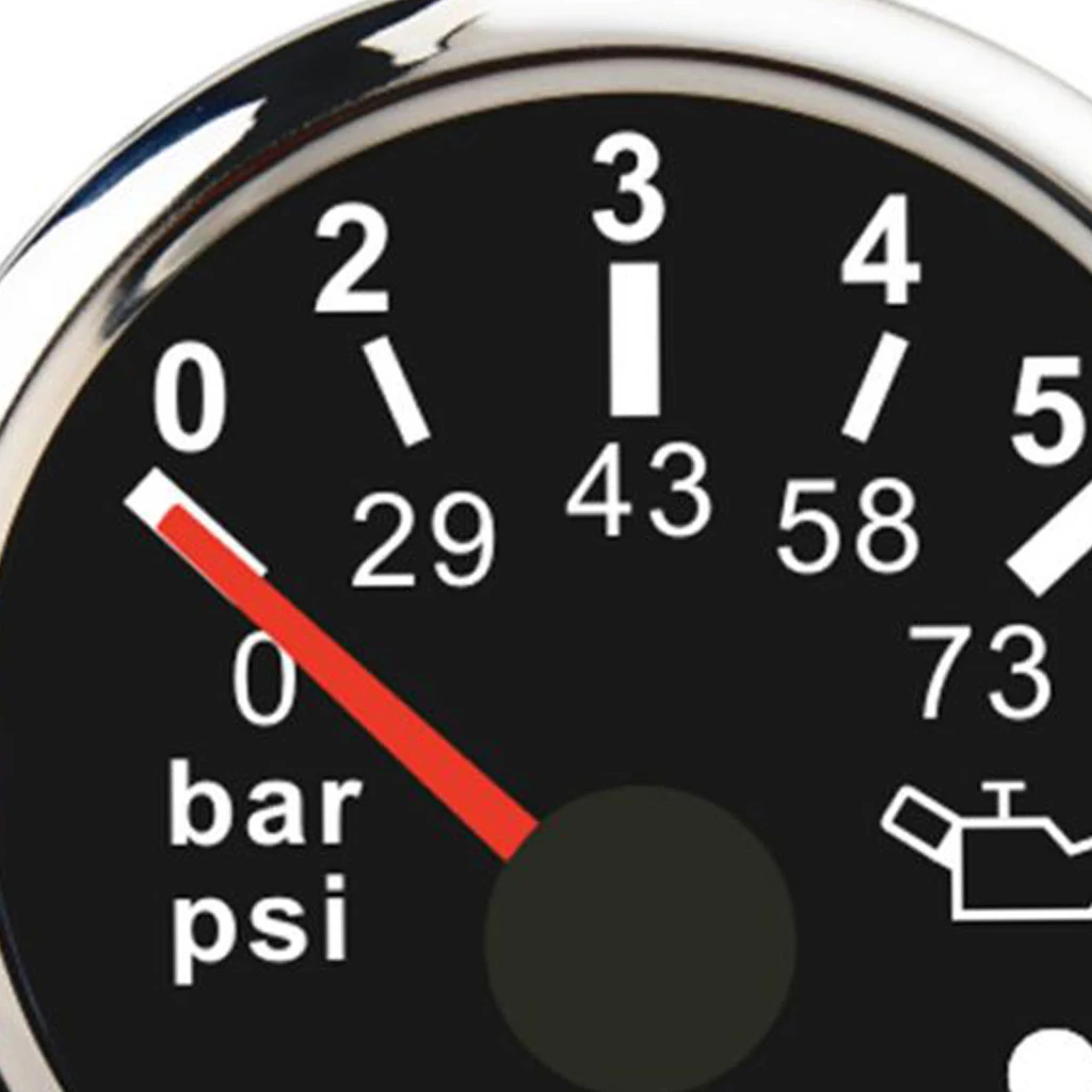 Boat Marine Oil Pressure Backlit Indicator Meter Waterproof 0~5 Bar 2' Black