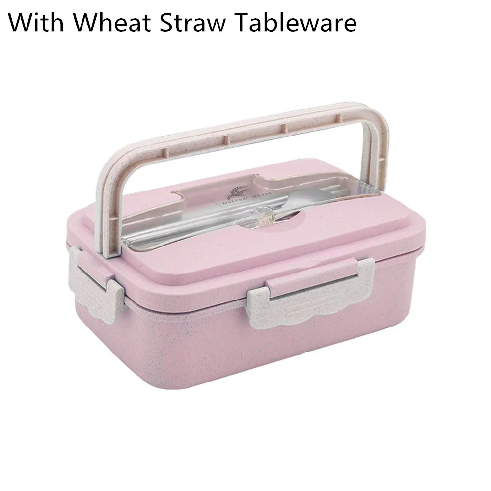 pink 1 1000 мл ручной хвостовик ланч бокс Microwavable Bento box для детей пикника школы офиса переносной пищевой контейнер с посуда - Цвет: pink 1