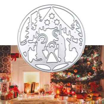 

Round Christmas Tree Prayer Carbon Steel Cutting Dies DIY Scrapbooking Photo Album Embossing Paper Cards Making Stencil Cards