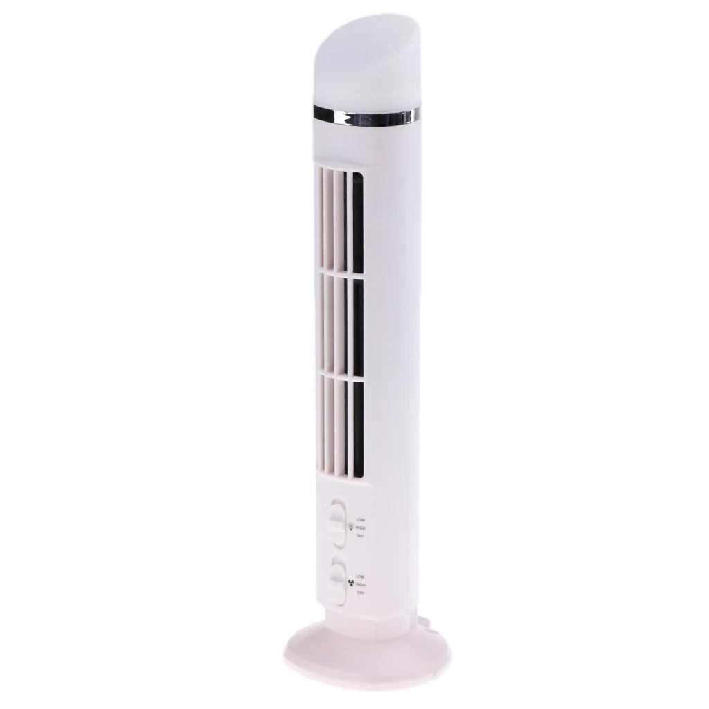 Portable Mini USB Tower Fan with LED Night Light Cooling For PC Laptop Desk