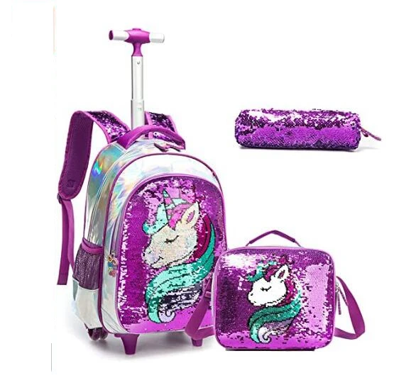 Conjuntos de mochilas escolares con ruedas para niños, mochila rodante con  bolsa de almuerzo, mochila escolar para niñas|Mochilas escolares| -  AliExpress