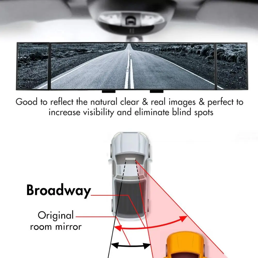Трехстворчатое Панорамное Автомобильное Зеркало, широкоугольное детское автомобильное зеркало, Универсальное автомобильное внутреннее зеркало заднего вида для уменьшения слепых пятен