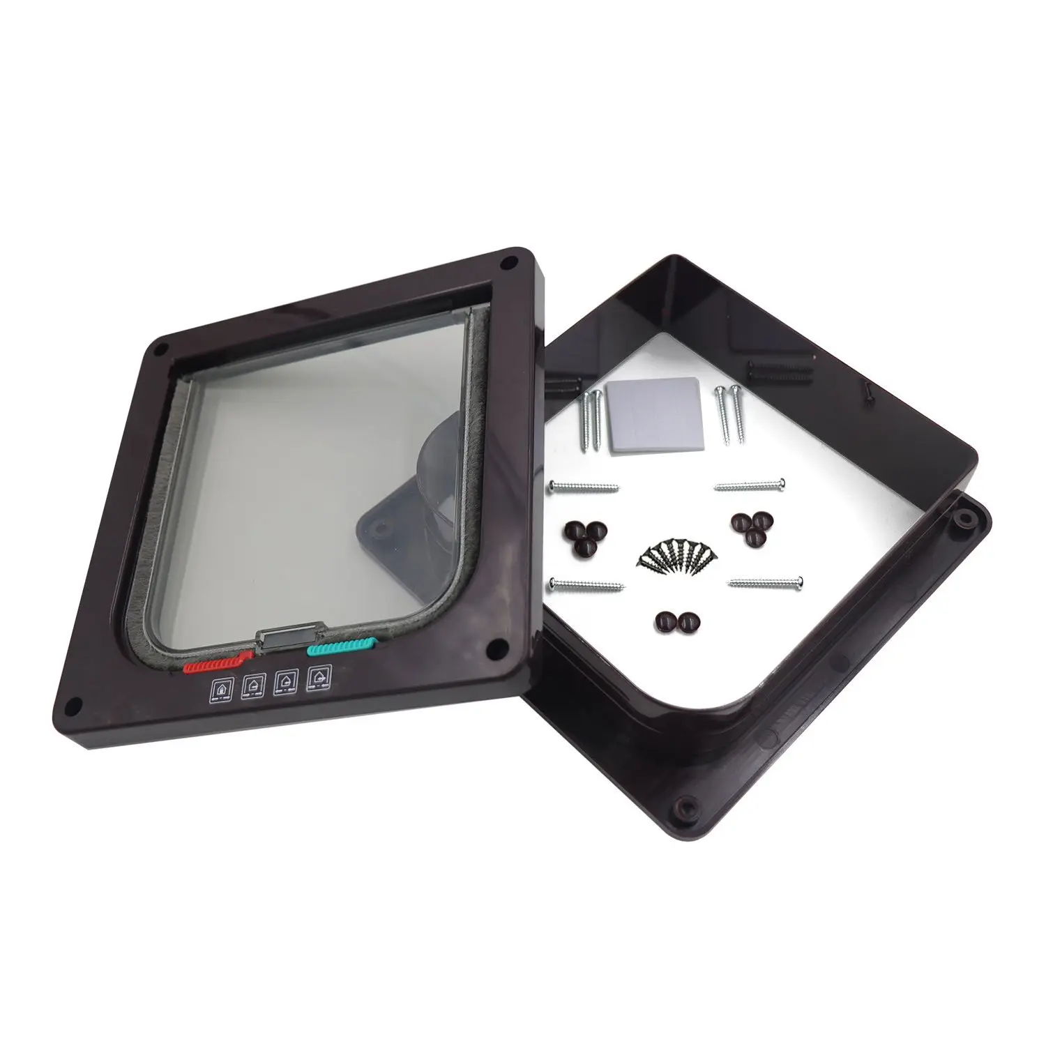 Cat Door Pet Door Dog Cat Flap Door 4 Way Lock Security Flap Door For Cats Kitten ABS Plastic Small Dog Gate Pet Chip
