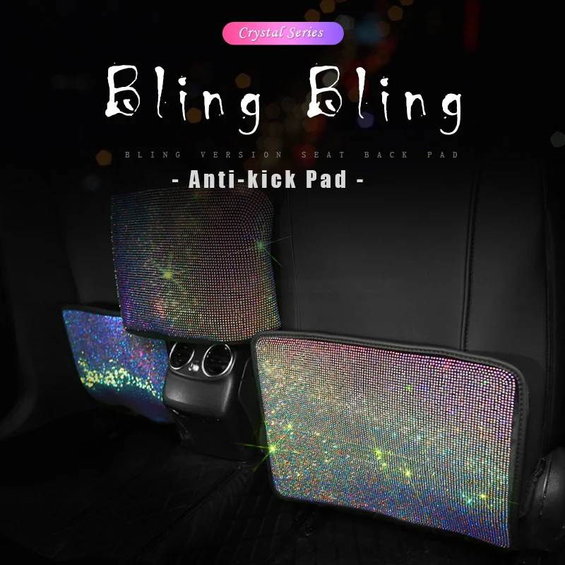 

Car Seat Back anti-child-kick pad Rhinestone Auto protector Automotive Sparkling Bling Accessories