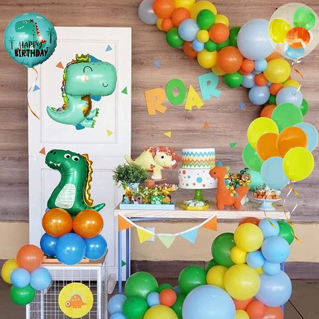  Juego de globos de dinosaurio para niños, decoración de  ,   y   años, suministros para fiestas de cumpleaños y Baby Shower,   unidades