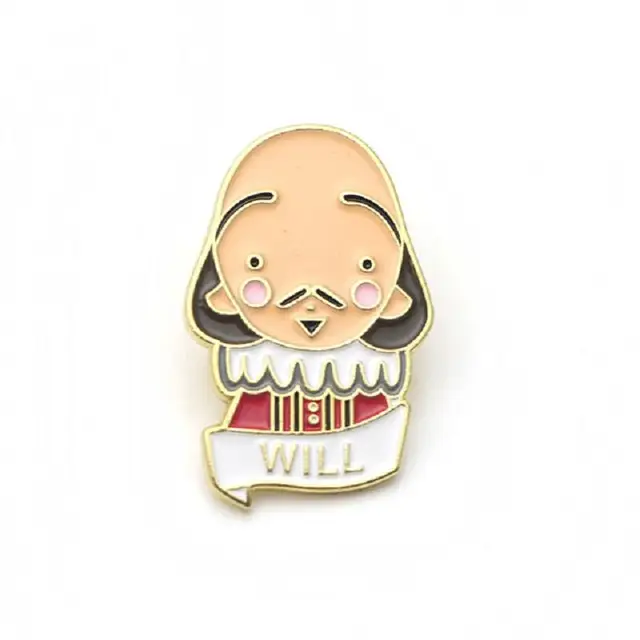 William Shakespeare Pin English Teacher Gift Enamel Brooch Badge Lapel Cosplay 