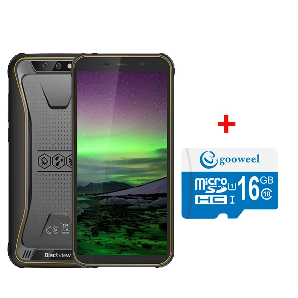 Blackview BV5500 Android 8,1 IP68 водонепроницаемый смартфон 5,5 дюймов ips 18:9 HD+ 8.0MP камера мобильный телефон gps 3g прочный сотовый телефон - Цвет: Yellow Add 16GB