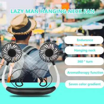 

Upgrade Neck Fan Aromatherapy Lighting Neck Cooler Hand Free Neckband Fan USB Rechargeable Dual Fan Mini Summer Portable