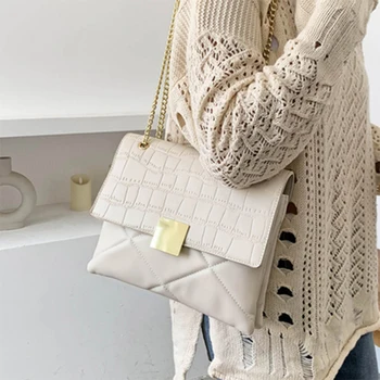 

Retro Chain Shoulder Bags for women Crocodile Pattern Underarm Bag Lady Envelope bags Large Capacity Totes Handbags New