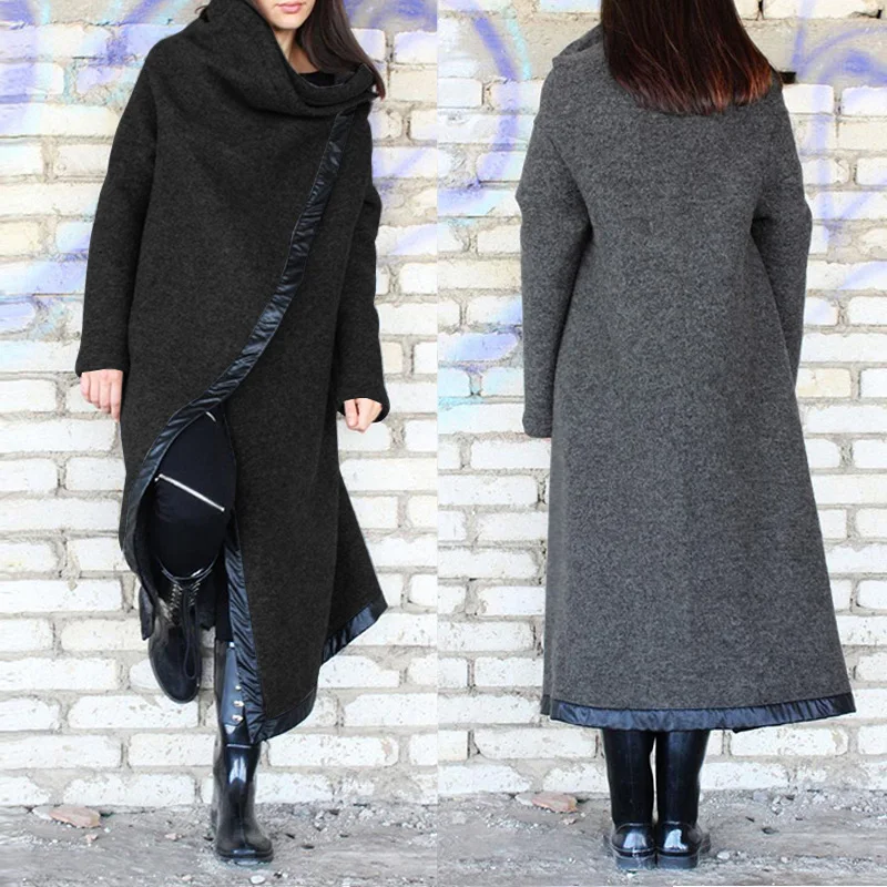 Finest  Plus Size Winter Coats Wool Overcoats ZANZEA Women Winter Outwear Long Sleeve Trech Chaqueta Mujer 