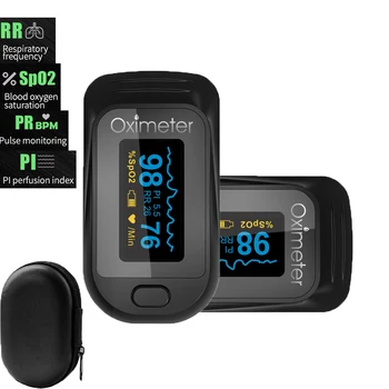 

Finger Pulse Oximeter OLED Screen SpO2 PR PI RR Blood Oxygen With Respiratory Rate Monitor Oximeter Portable Family Medical Tool