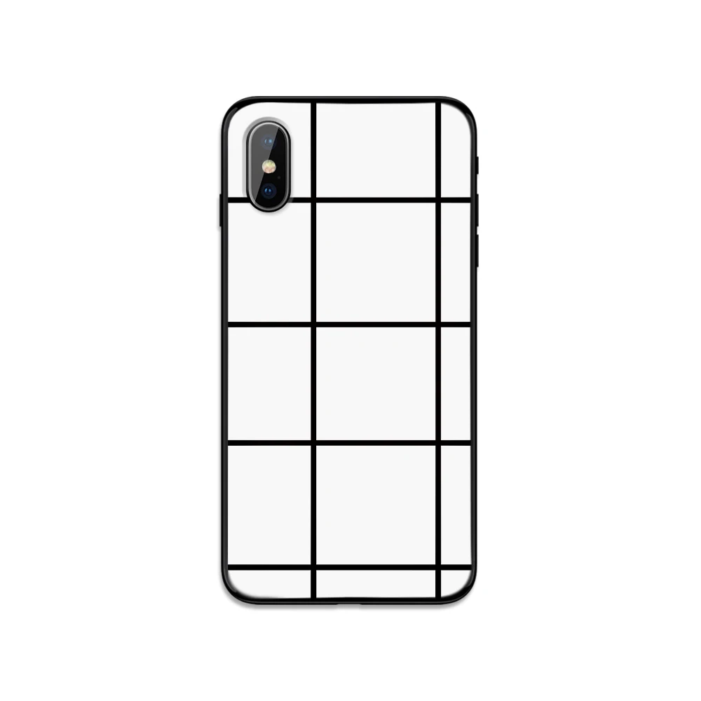 1 Чехол для телефона в клетку для iphone 11 Pro X XS Max XR 7 8 6 6s Plus 5S SE, черный, белый, в клетку, простой ретро чехол, чехол - Цвет: 1