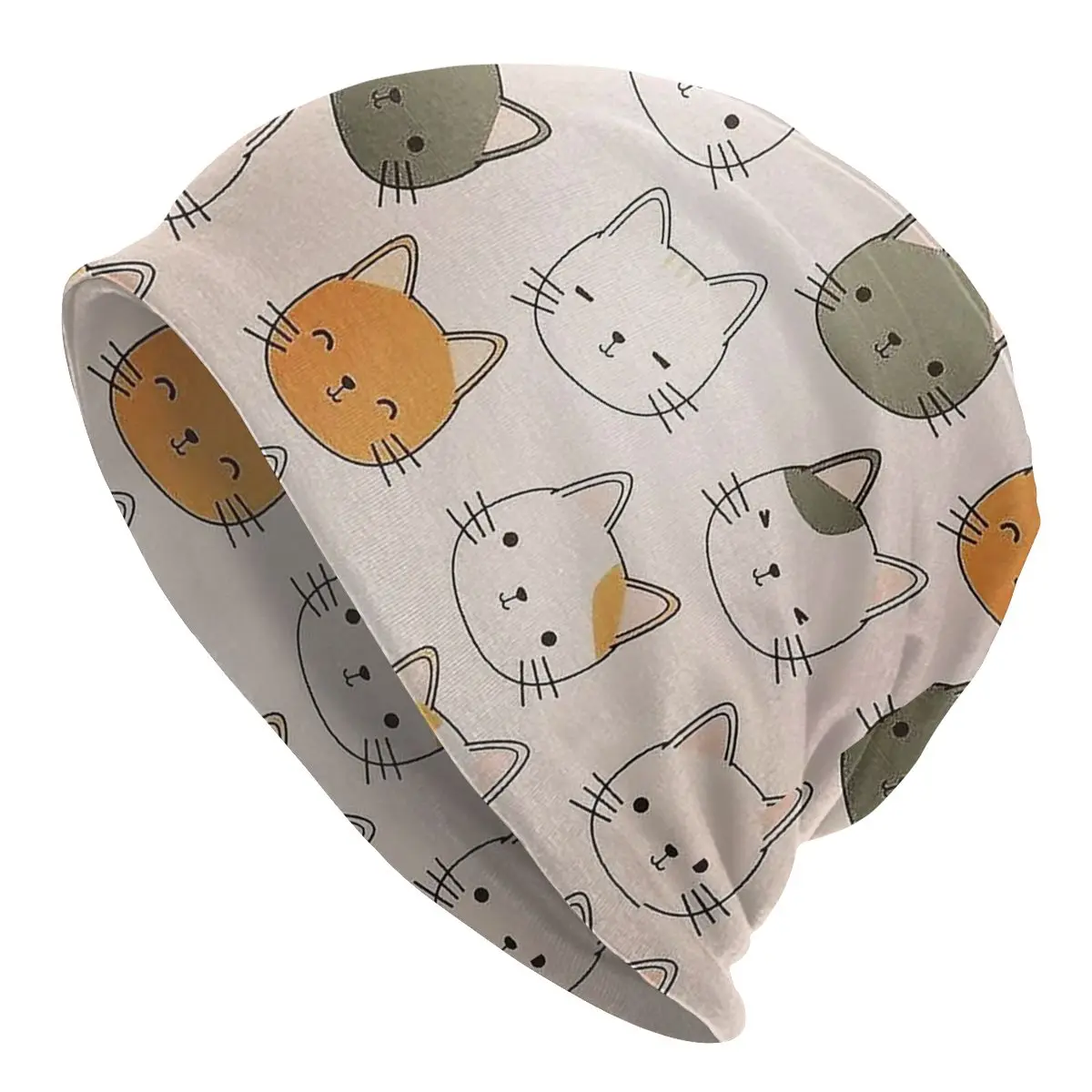 

Cartoon Cute Cat Bonnet Hat Goth Autumn Winter Skullies Beanies Hat for Men Women Adult Knit Hat Summer Warm Dual-use Unisex Cap