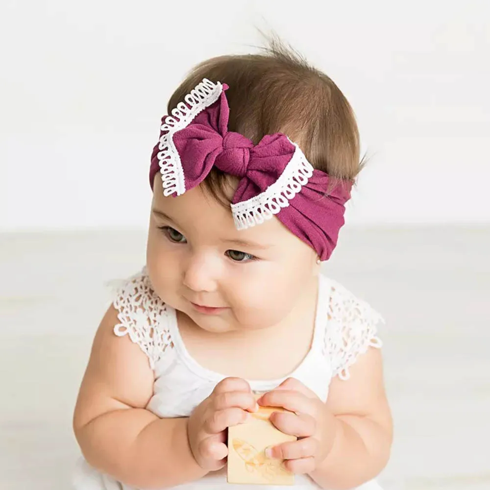 2020 Brand New Newborn Toddler Baby Girls Baby Bow Lace Elastic Hair Headband Hair Accessories Baby Gifts