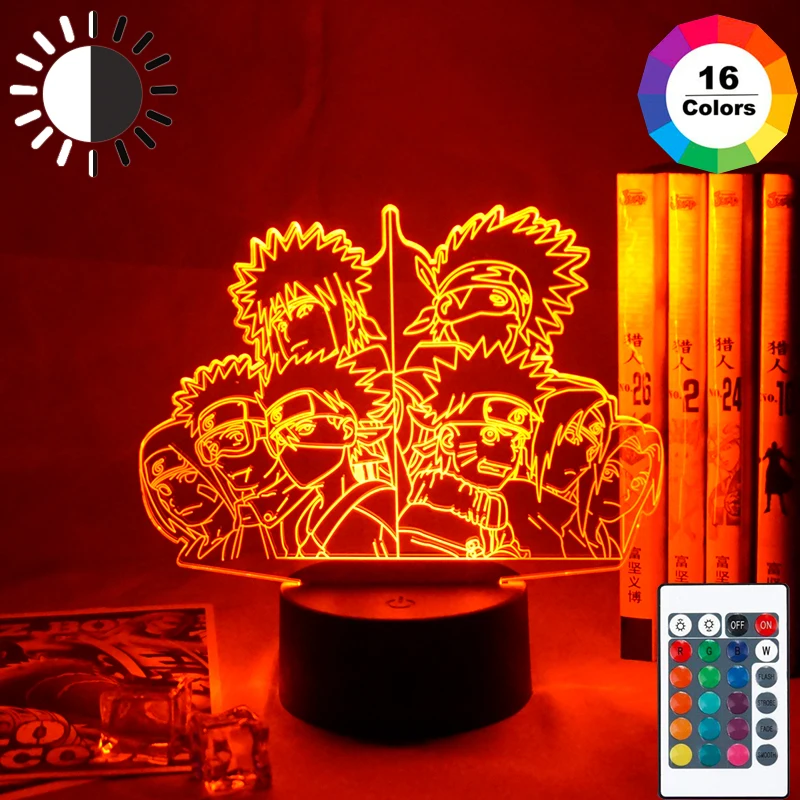 

Japanese Anime Naruto Team 7Led Night Light Obito Uchiha Kakashi Hatake Rin Nohara Sasuke Sakura Haruno 3d Table Lamp Gifts