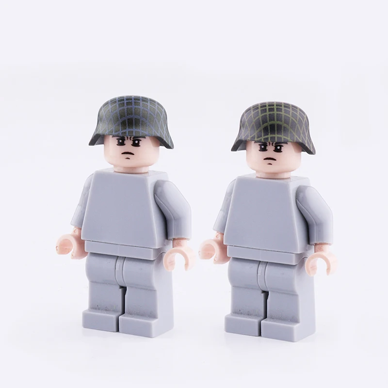 

WW2 Military Army Soldier headgear parts building blocks Military Army Figures M35 yellow blue mesh helmet hat parts blocks toys