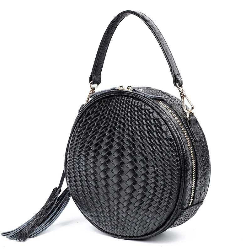

Vintage Genuine Leather Round Designer Crossbody Bag For Women 2019 Cowhide Shoulder Bags Ladies Small Handbags Mini Tote Bag