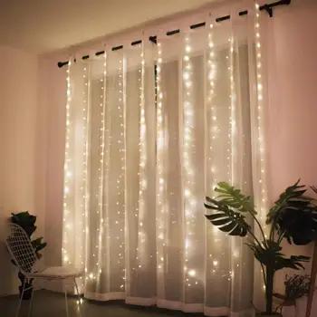 

300 LED Copper Wire Icicle Curtain Lights USB With Remote Fairy Lights String Garland For Wedding Party Curtain Decor Supplies