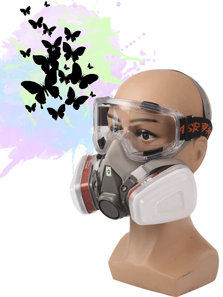 

Respirator Mask - Gas Mask with Dual Filter Cartridges for Breathing Eye Protection Against Dust,Organic Vapors, Chemicals-Paint