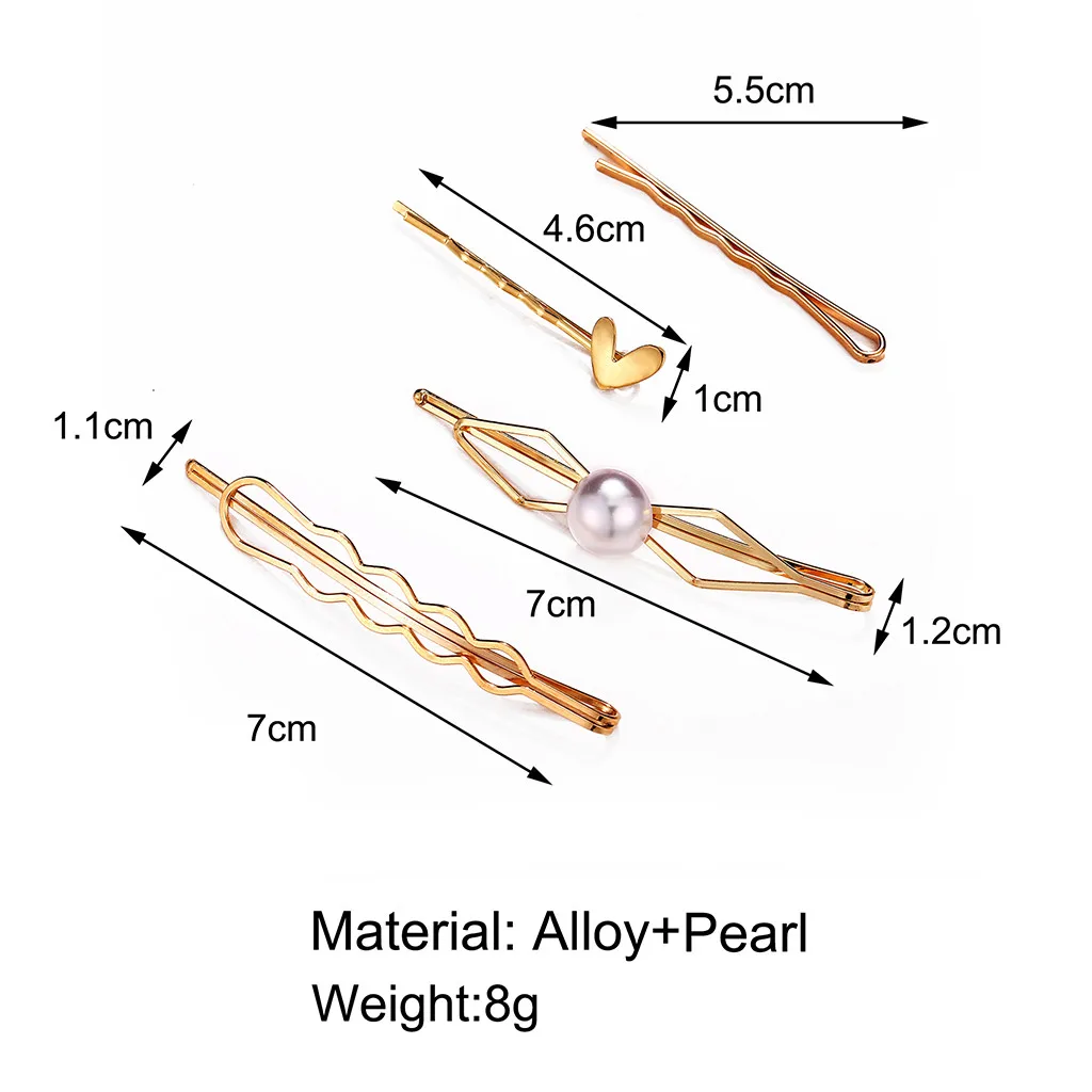 Милая металлическая Ретро креативная жемчужная шпилька для волос боковая невидимка женские ювелирные изделия Ins net красный комплект из 4 предметов жемчужная заколка аксессуары mujer 05