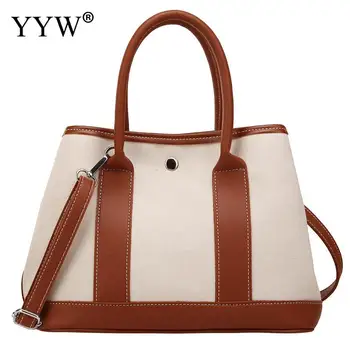 

Large Capacity Women Handbag Canvas Tote Handbags Causal Crossbody Shoulder Bag With Pu Leather Strap 2019 Bolsa Feminina