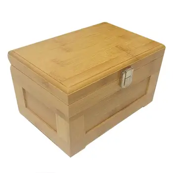 

Wood Storage Box Jewelry Organizer With Lock Crafts Case Decorative Natural Craft Jewelry Box For Friend's Birthday Gift
