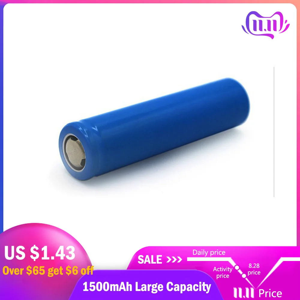 

Lithium Battery 3.7V Large Capacity Lithium Rechargeable Battery For Portable Fans Batteries Operated 1PCs 1500mAh 18650