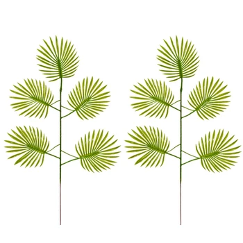 

30PCS Simulation Green Plant 5 Prong Palm Leaf Single Green Leaf Forest Wedding Dress