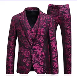Костюм из 3 предметов мужской жилет с брюками бордовый клетчатый костюм по фигуре Свадебные смокинги для мужчин плюс размер Homme костюм Homme 2019