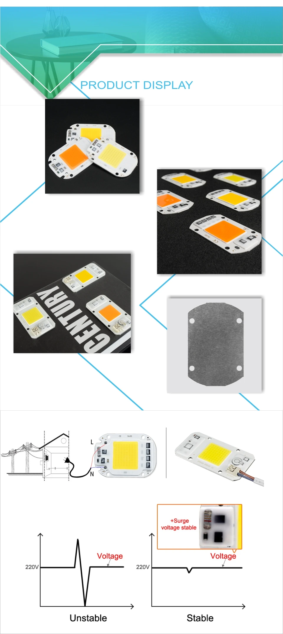 COB светодиодный чип 20 Вт 30 Вт 50 Вт Светодиодный светильник с бусинами Smart IC нет необходимости в драйвере 220 В светодиодный ламповый светильник DIY для наружного Светодиодный точечный светильник прожектор