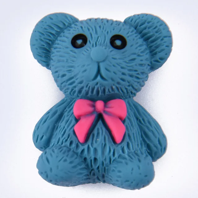 Hot Sale 1 Pcs Cartoon Bear Croc Shoe Charms Colorful Smile Face Baby Bear Clog Shoes Decorations Kid's Wristband Accessories r9591