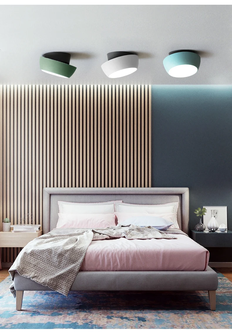 Светодиодный потолочный светильник в скандинавском стиле, современная лампа для гостиной, цветное освещение, приспособление для спальни, кухонной поверхности, угол наклона, регулируемый 30 Вт для домашнего освещения