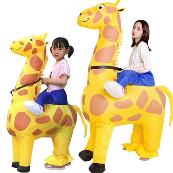 

Adults Kids Giraffe Inflatable Costumes Halloween Carnival Party Inflated Garment Zoo Show Boys Girls Animals Cartoon Outfit
