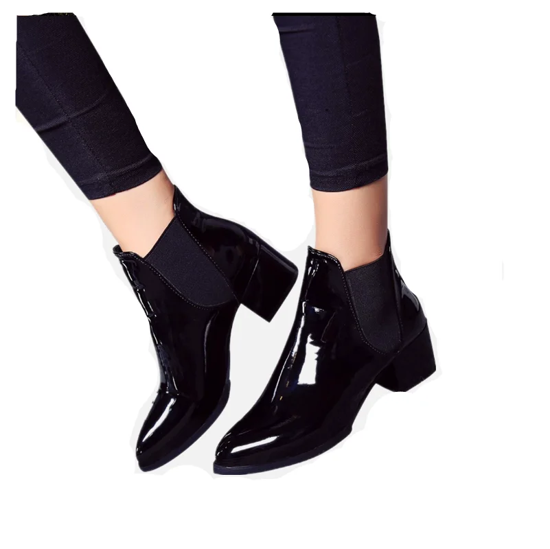 Patent Leather Glossy Ankle Boots 