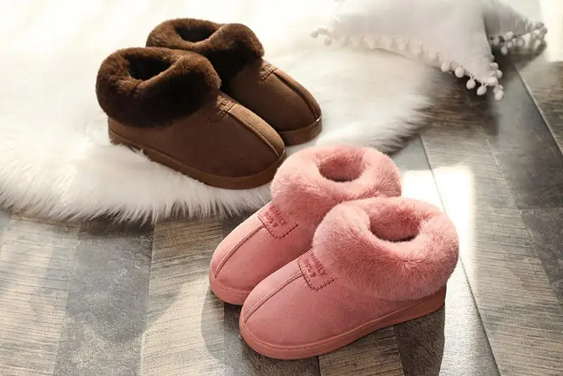 2020 Faux Fur Winter Warm Shoes Woman Men Indoor Slippers