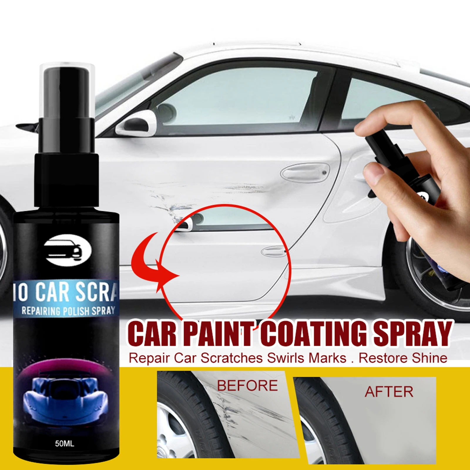 Spray Per Rivestimento Di Vernice Per Auto Da 30Ml/50Ml Rimuove Rapidamente La Riparazione Dei Graffi Automatici I Segni Dei Turbinii Ripristinano La 