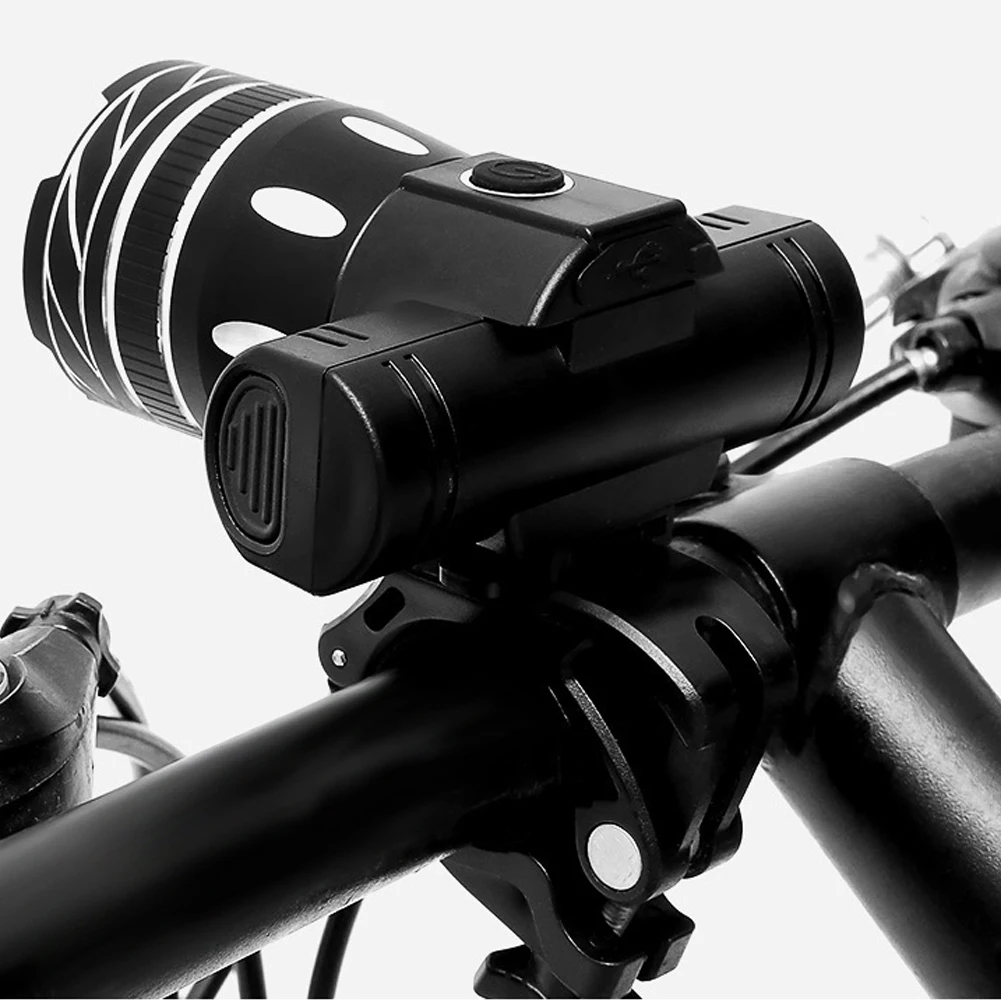 2020 HOT 65x43x75mm Zoomable T6 LED Bicycle Light Bike Front Lamp Torch Headlight with USB Rechargeable Built-in Battery