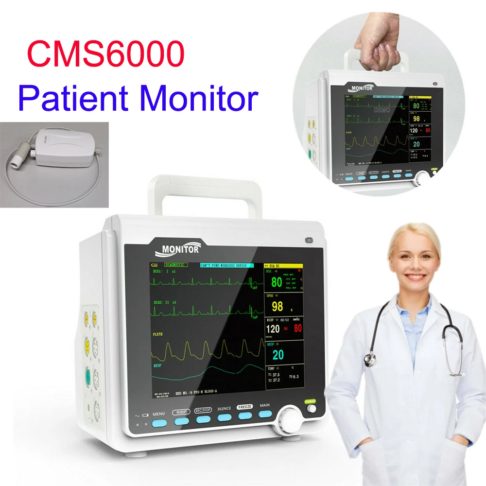 PROD 1005003102859546 Contec CMS6000 6-Parameter Medical Mechine
SPO2/ECG/PR/NIBP Heart Rate Patient Monitor ICU With ETCO2 PROD 1005003102859546 Contec CMS6000 6-Parameter Medical Mechine
SPO2/ECG/PR/NIBP Heart Rate Patient Monitor ICU With ETCO2