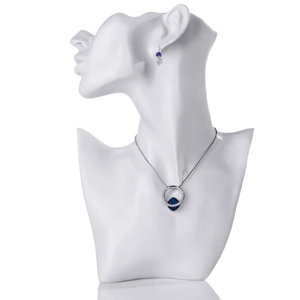 Necklace and Earring Bust Jewelry Display, Resin/Velvet, Female Mannequin