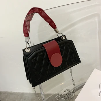

Fashion Lattice Pattern Shoulder Bags Women Pleated Handle Hit Color Handbags Totes Female Small Chain Casual Crossbody Pouch