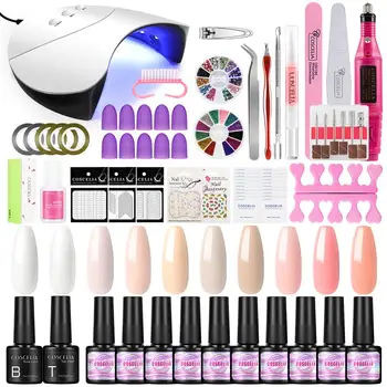

Gel Nail Polish Set UV LED Lamp Cure Base And Top For Gel Polish Semi-permanent Varnish Nail Drill Machine Brushes For Manicure