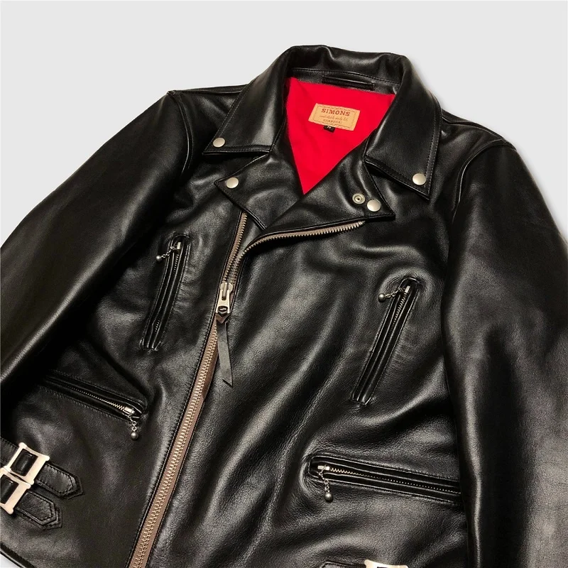 Free shipping.Tea core calfskin British Vintage Motorcycle Jacket.Luxury Classic Rider 391 genuine leather coat.thick leather leather sheepskin jacket